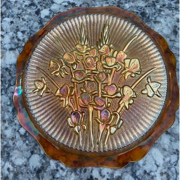 EUC BEAUTIFUL VINTAGE JEANETTE CARNIVAL GLASS SERVICE TRAY/PLATTER - Picture 6 of 11